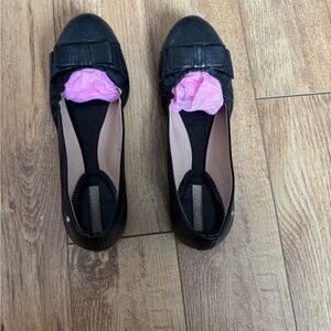 a.n.a Elegant Black Flats with Bow Detail